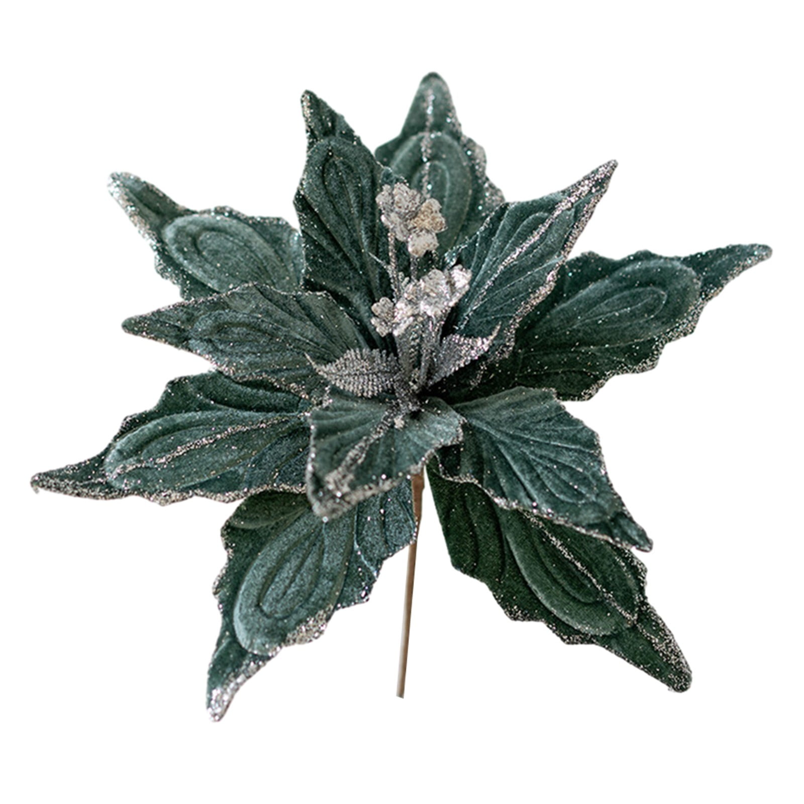 28cm Christmas Poinsettia Glitter Flower Hanging Xmas Party Tree