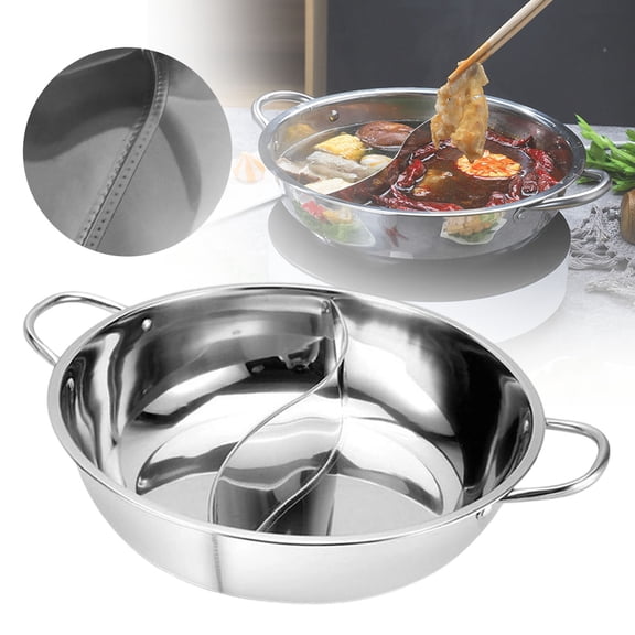 28cm Hot Pot Twin Divided Stainless 28cm Cookware Hot Pot Ruled Compatible,Tableware