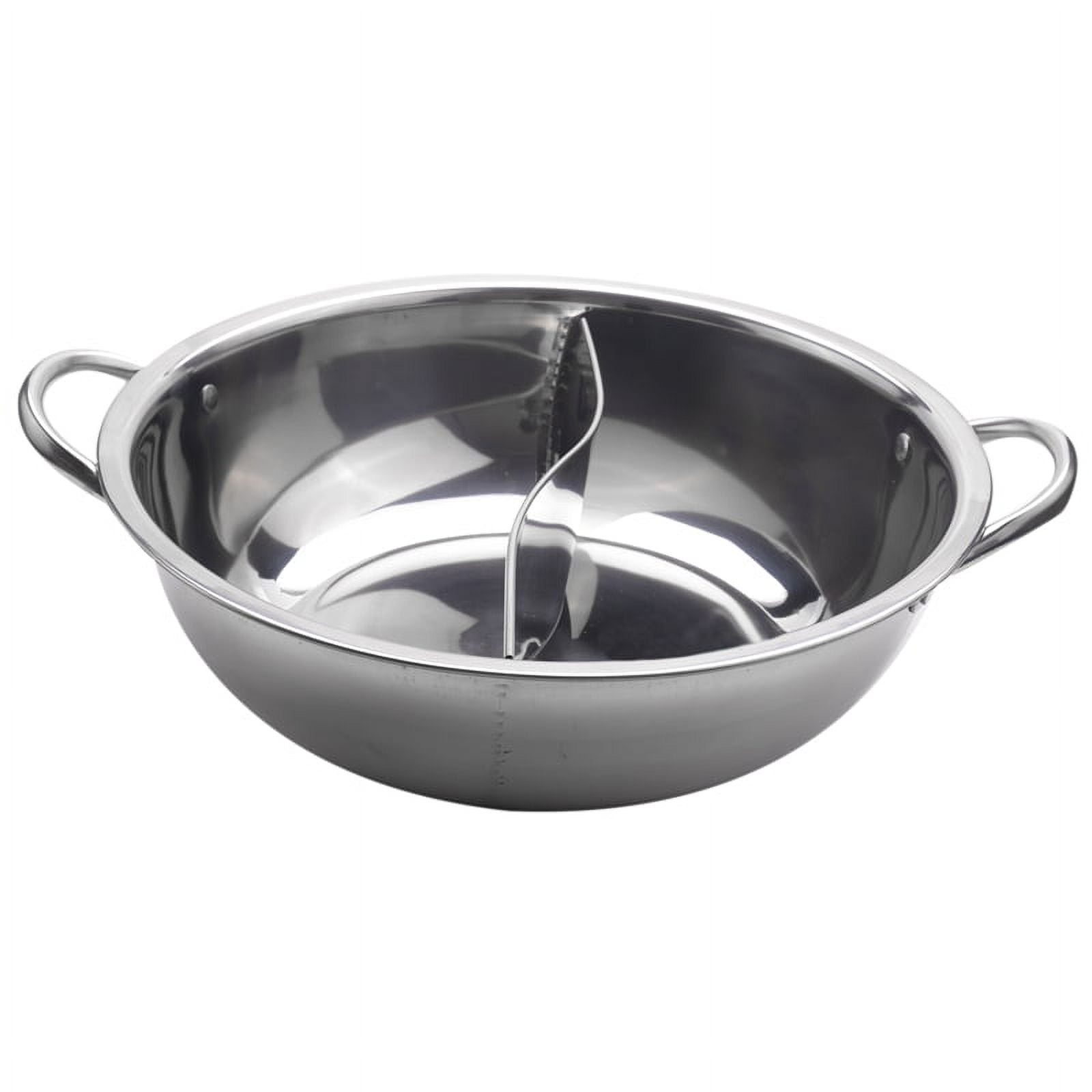 Hot Pot with Divider Stainless Steel Hot Pot Divided Hot Pot Pan Household Hot Pot Stock Pot, Size: 28.00