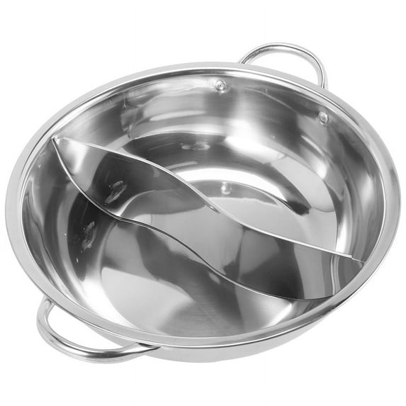 28cm Hot Pot Twin Divided Stainless Steel Cookware Ruled Compatible Soup Stock Pots Home Kitchen