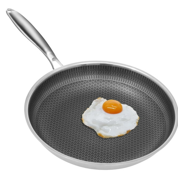 28cm Non Stick Frying Pan with Removable Handle Stainless Steel Nonstick Frying Pan with Scratch Resistant Non Stick Surface Works on Induction and Gas Cooktops