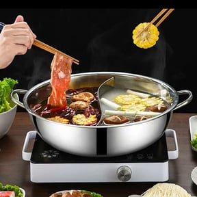 28cm Stainless Steel Twin Divided Double Pot Hotpot Cooker Gas Stove Compatible Pot Chinese Pot Kitchen Soup Cooking Pot