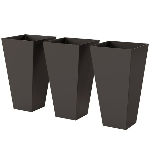 28ft Tall Plastic Planters, Set of 3, Flower Pot, anti-crack, fade-resistant, square shape with a matte surface, Outdoor & Indoor, for lawns, patios, yards, Brown