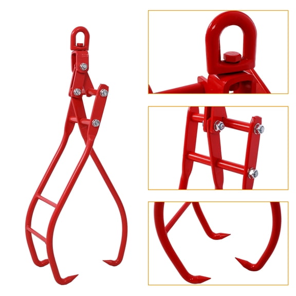 28in 3-Claw Log Grapple, 3000 lb Capacity Logging Tongs for Skidder Tractor ATV, Forged Steel Timber Lifting Grab
