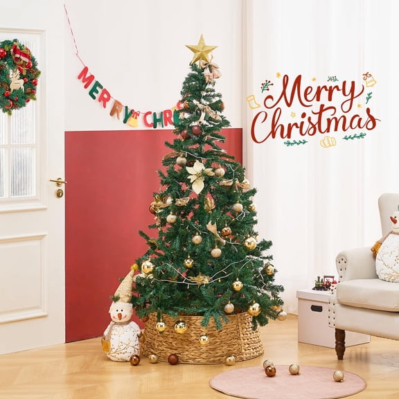 28in Artisanal Woven Hyacinth Rattan & Wicker Christmas Tree Collar - Natural Tree Skirt/Base Cover