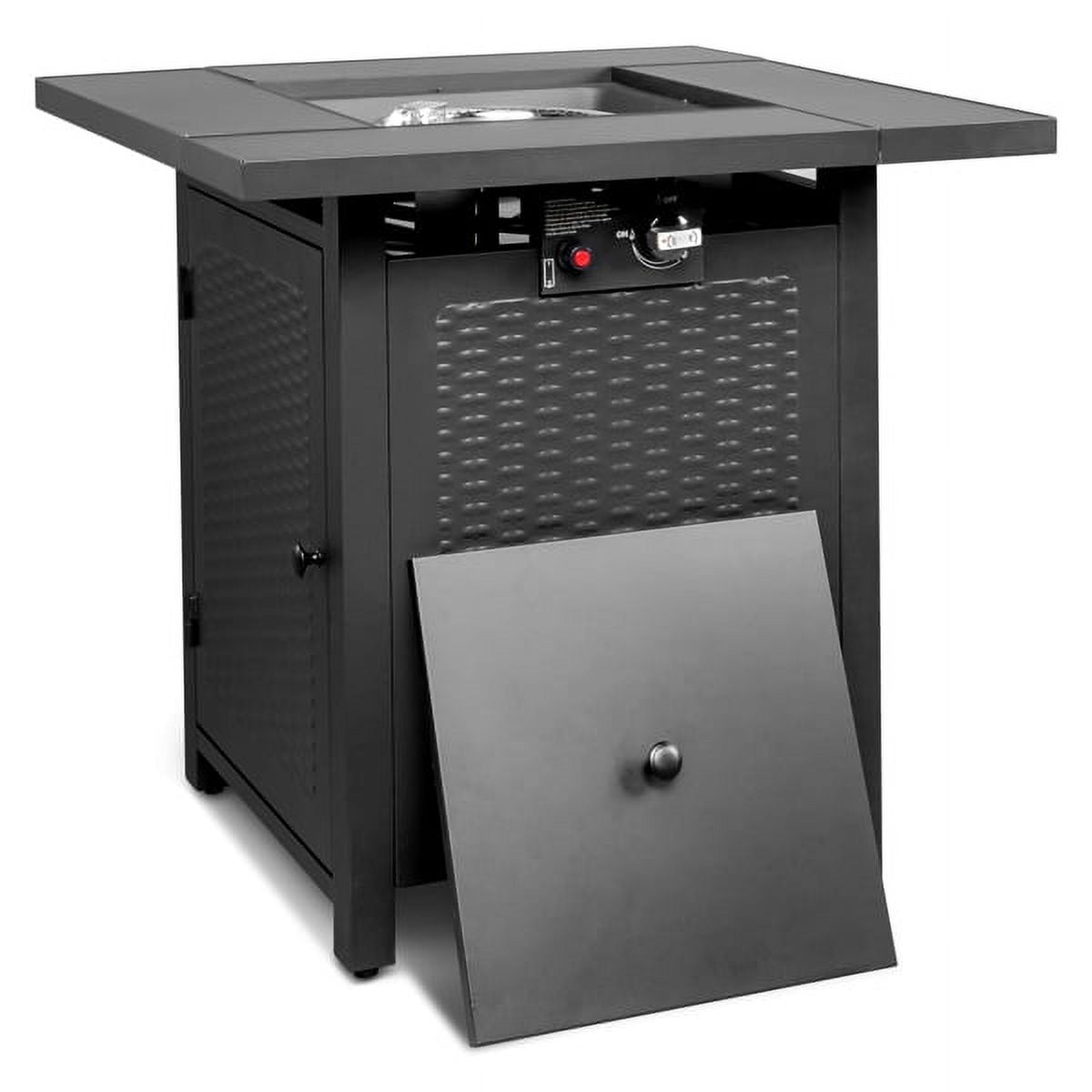 28-Inch Black Stainless Steel Gas Fire Pit Table