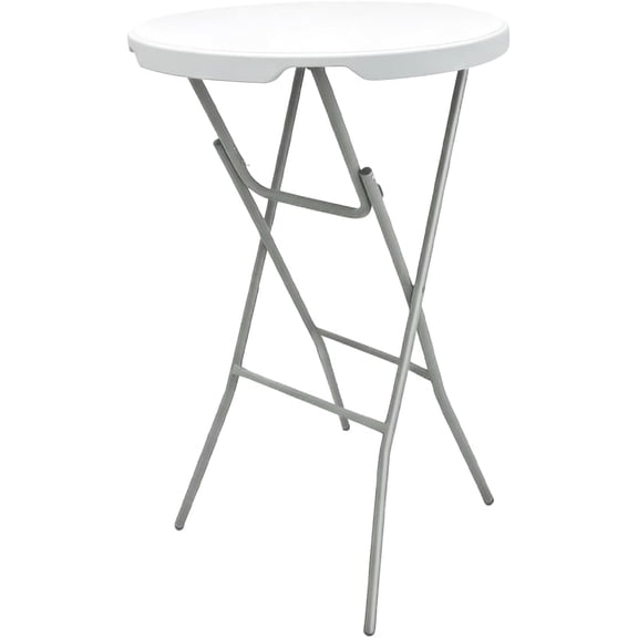 28in Cocktail Table, no Assembly Required, High Top Bistro Round Plastic Folding Table, Foldable Portable Bar Height Tables, Indoor Outdoor for Party Banquet Wedding Picnic Dining Camping, White