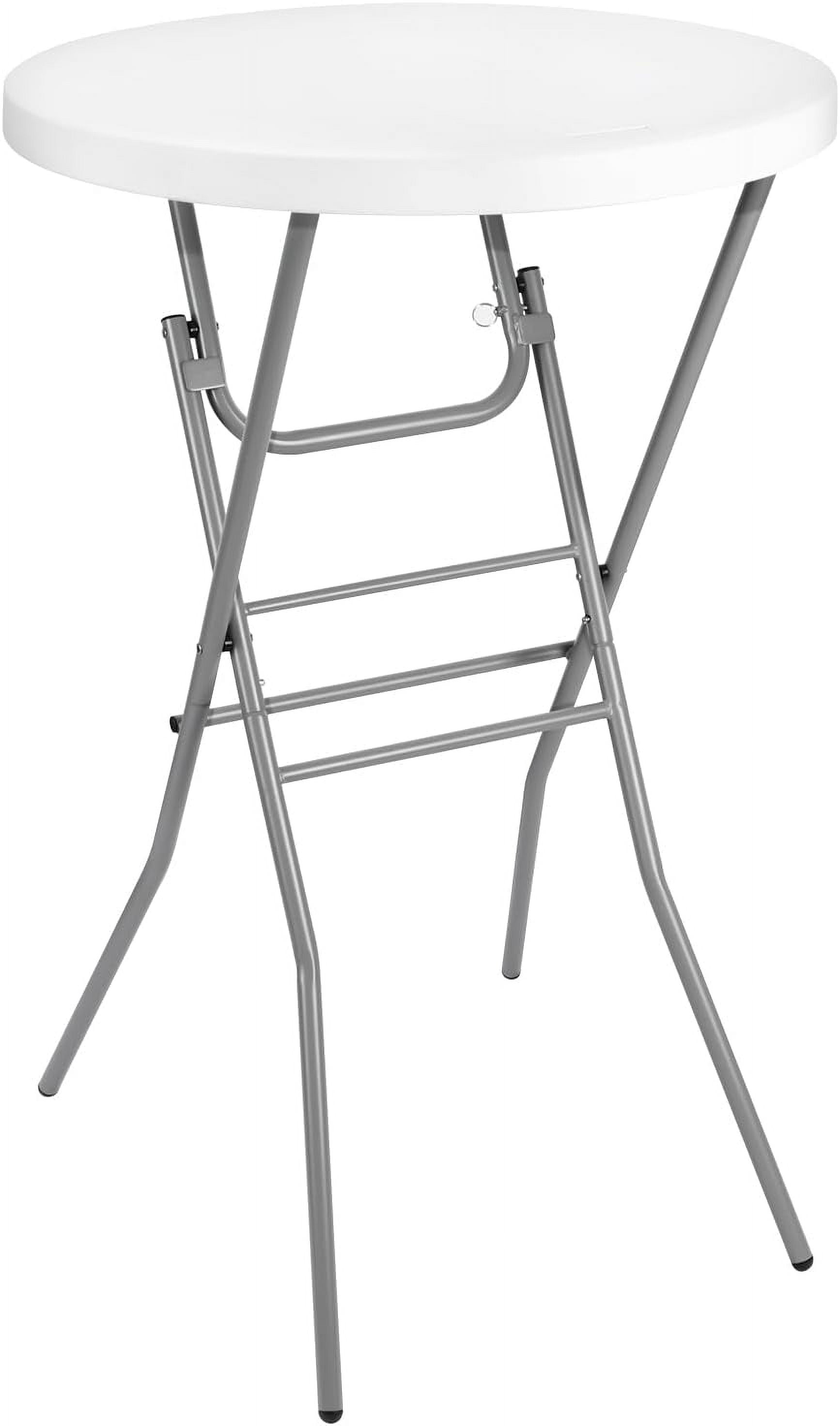 28in Cocktail Table White High Top Folding, Round Portable Bar Height ...