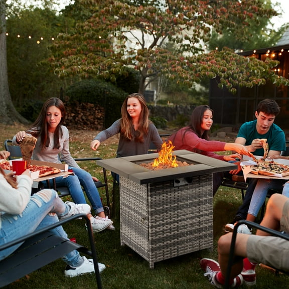 Triple Tree 28.00 x 28.00 Square 50,000 BTU Propane Fire Table with Metal Protective Lid