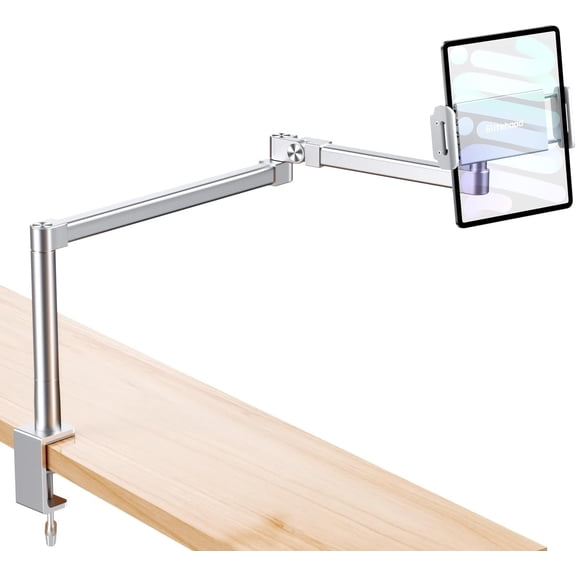 28in Long Arm iPad Arm Mount for Bed, iPad Desk Mount | Heavy Duty Tablet Arm Mount for Bed Sofa, Ball Tablet Holder for Desk Fits iPad Pro/Air/Mini, 4.7-13in ,