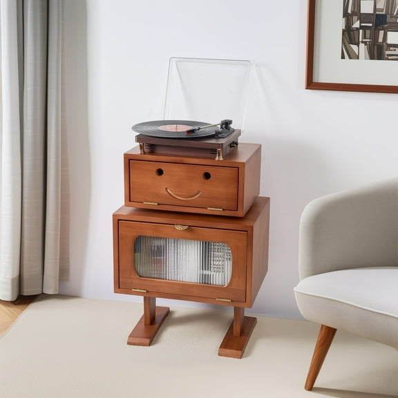 28in Robot Storage Cabinet, Wine Cabinet Side Table with 2 Large Drawers, Wine Cabinet for Dining Room, Living Room or Kitchen Decoration