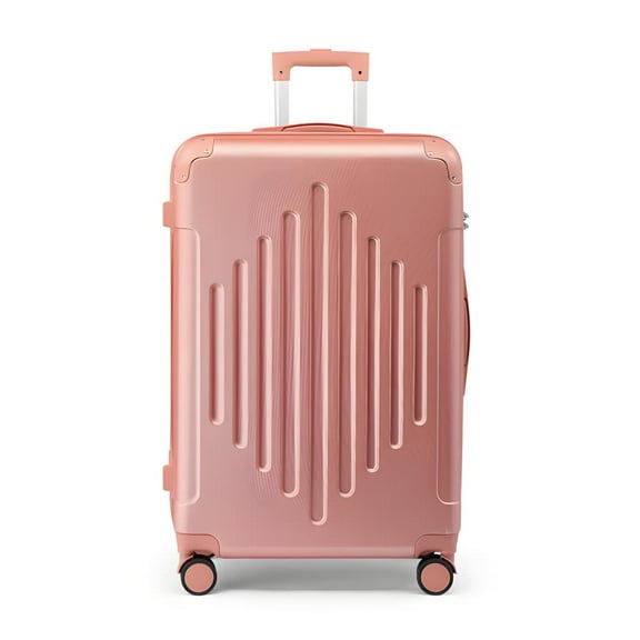 28in Rose Gold ABS Luggage Case with Diamond Texture - Reinforced Corners, Spacious Travel Suitcase for Business Trips & Vacations