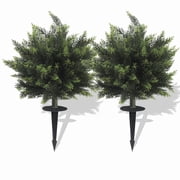 28inch Artificial Topiary Tree Set of 2 Beautiful Realistic Faux Cedar Pines Christmas Trees UV Rated Fake Shrubs for Front Porch Faux Plants Indoor and Outdoor Decor