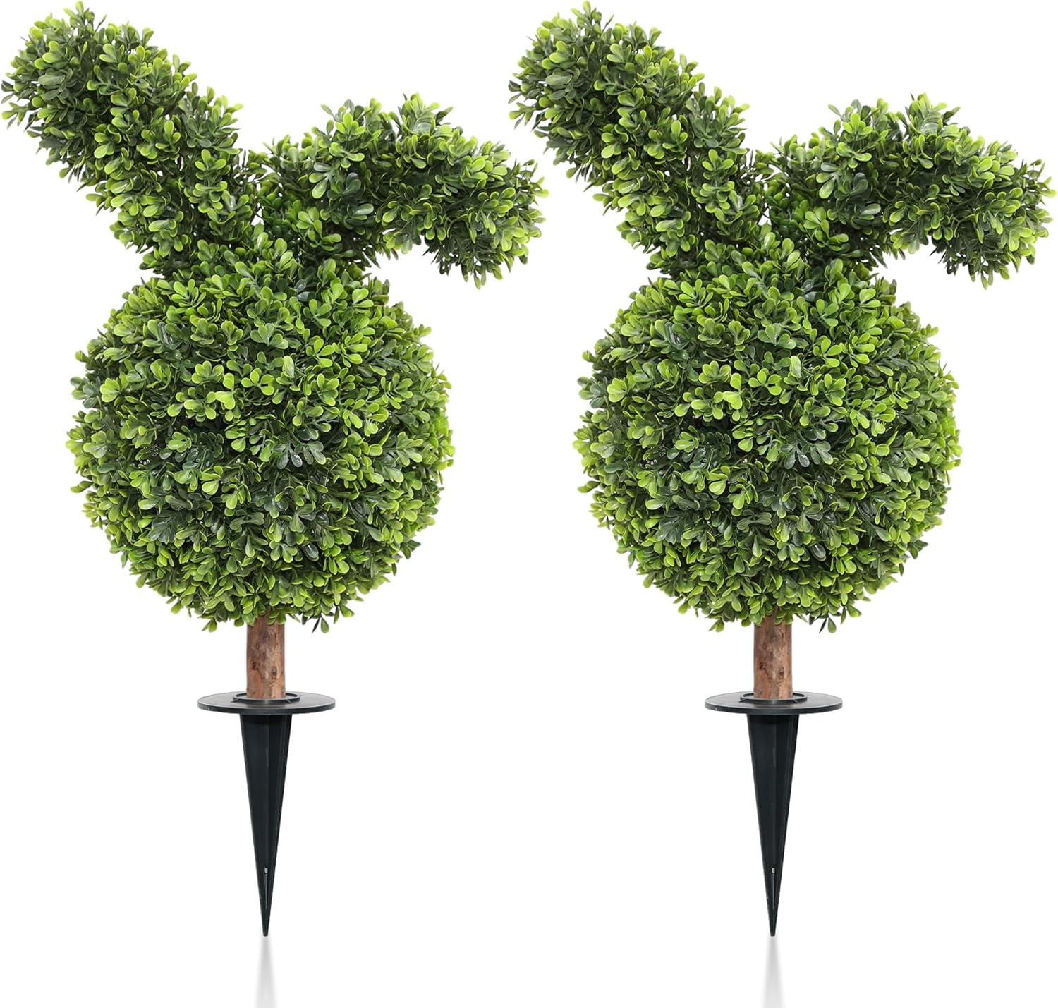 28inch Bunny Shaped Topiary Trees with Ground Spike, Artificial Boxwood ...