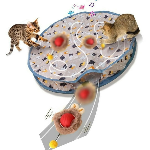 28inch Interaction Cats Play Mat with Fast Rolling Toy Motion Activated Cats Toy for Indoor Cats Entertainment
