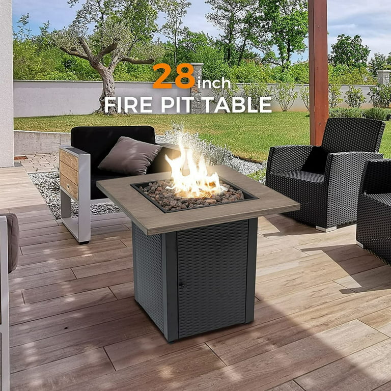 28inch Square 48000 BTU Outdoor Propane Gas Fire Pit Table, Table