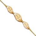thumbnail image 1 of 28mm 14k Solid Gold Two-tone Rose and Yellow Polished Brushed Leaf With 1.5inch Extension Bracelet 7.5 Inch Link Bracele, 1 of 2