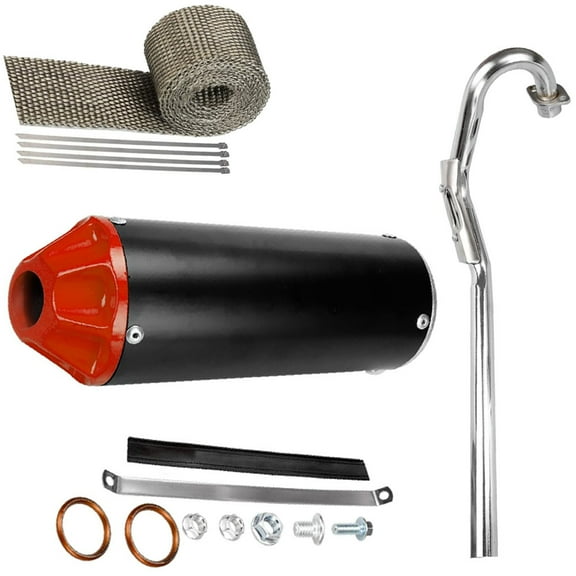 28mm Exhaust Muffler with Heat Wrap Suitable for 50cc 70cc 90cc 110cc 125cc CRF50 CRF70 XR50 SSR110 SSR125 Taotao DB10 DB14 Baja Xpro Apollo Rocketa TTR SDG Coolster Pit Dirt Bike Parts