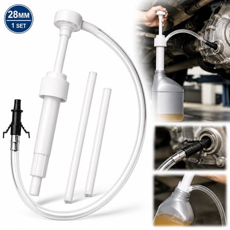 28mm Fluid Transfer Pump for Standard Quart Bottles - 8cc per Pump Stroke with 3rd Hand Adapter - Ideal for Gear Oil, Transmission & Differential Fluid - Leakproof Hand Pump for Automotive