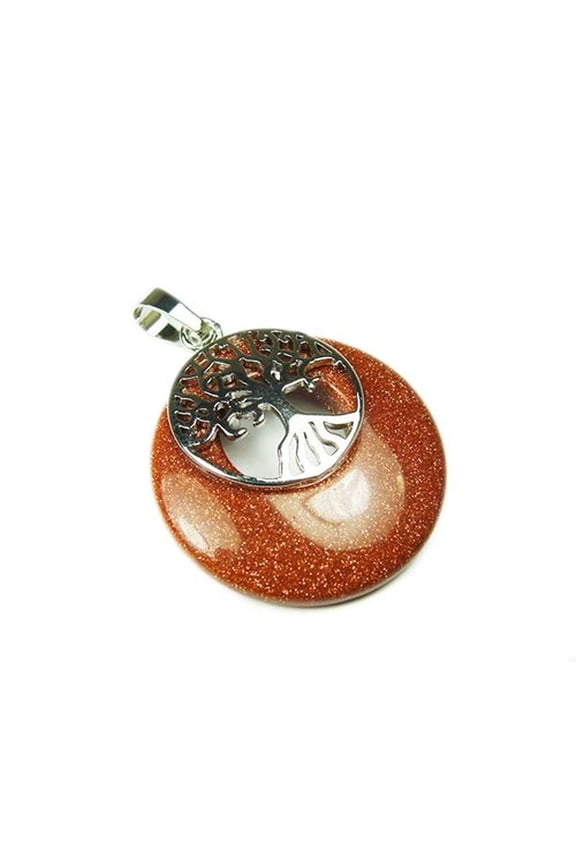28mm Goldstone Agogo Round Pendant With A Bail For Jewelry Making