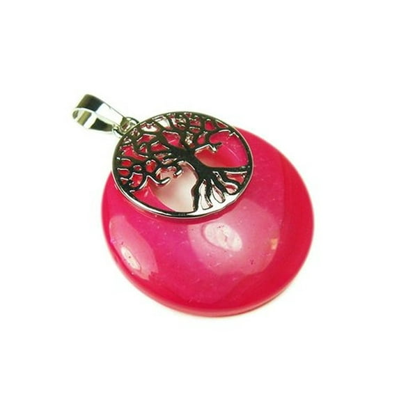 28mm Hot Pink Agogo Round Pendant With A Bail For Jewelry Making