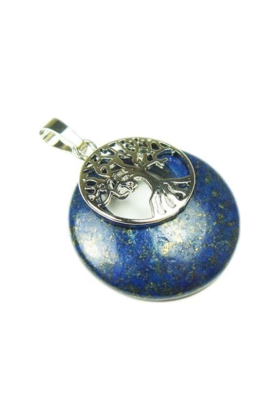 28mm Lapis Agogo Round Pendant With A Bail For Jewelry Making