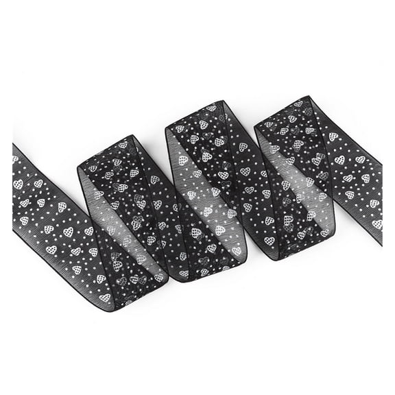 28mm Printed Dot Heart Organza Ribbon Gift Wrapping Decoration Lace Ribbons DIY Craft Making Packing Bow Sewing Accessory
