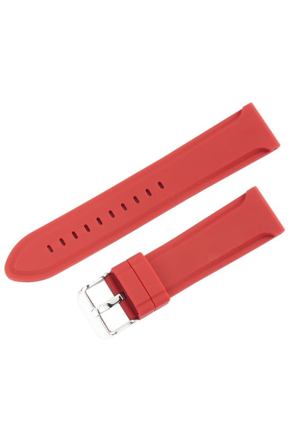 28mm Watch Band Silicone Rubber Red Strap Waterproof Stainless Buckle