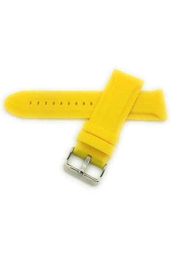 28mm Watch Band Silicone Rubber Yellow Strap Waterproof Stainless Buckle