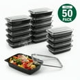 thumbnail image 1 of Meal Prep Containers, 50 Packs Plastic Food Storage Containers with Lids, 28oz Bento Box Reusable, To Go Containers Disposable, BPA Free, 1 of 10