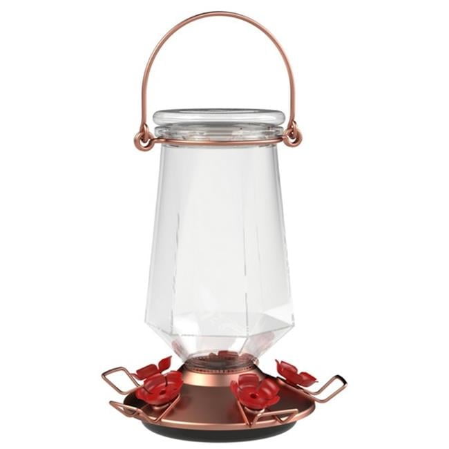 Bronze Glass Hanging Hummingbird Feeder with Red Ports