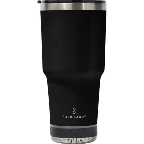 Pour Caddy Vibe 162319 28 oz Go Caddy Insulated Tumbler with Speaker - Black