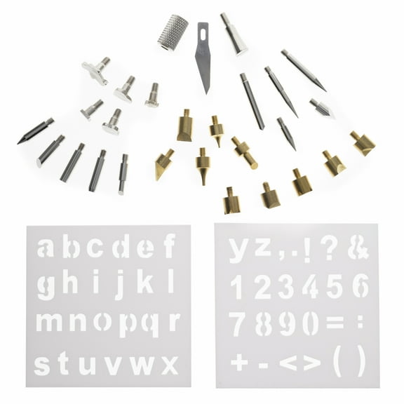 28pc Wood Burning Wood Working and Assorted Soldering Tips Stencil Set Crafting