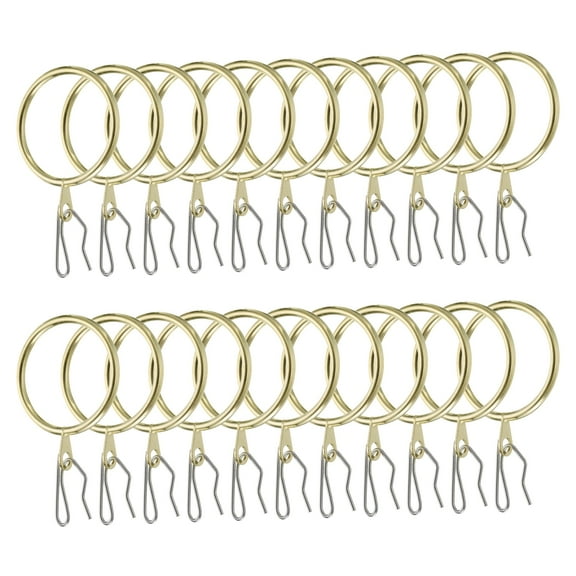 Uxcell 28 Pcs 1.5 inch Metal Curtain Hook Rings Gold Curtain Rings with Pin-on Hooks for Living Room
