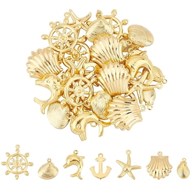 20Pcs Golden Fish Charm Pendants | Alloy With Enamel For Jewelry Making 27x10.5x2.5mm
