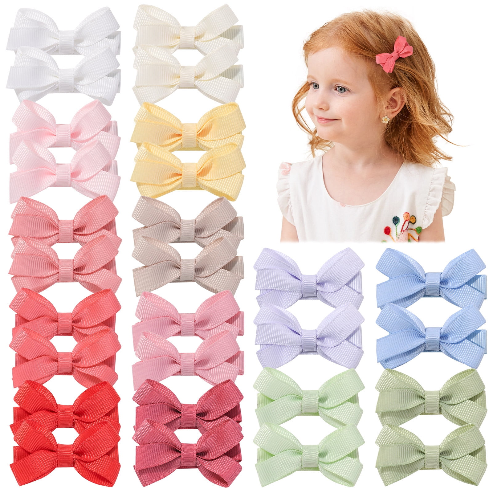 JOYOYO 80 Pcs Tiny 2'' Hair Bows Clips, Fully Lined Baby Hair Barrettes Accessories For Baby Girls Infant Toddler Kids In Pairs