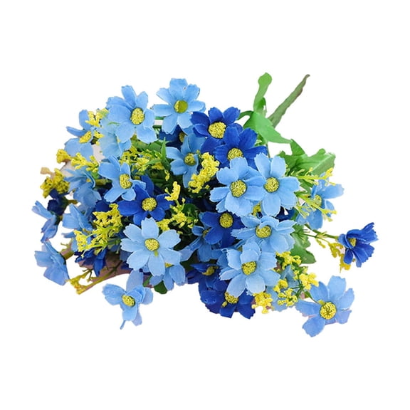 28pcs Dusty Blue Small Artificial Flowers Faux Silk Daisies Fake Wildflowers with Stems for DIY Wedding Bouquets Floral Arrangements Party Decor Centerpieces Decorations (Vase Not Included)