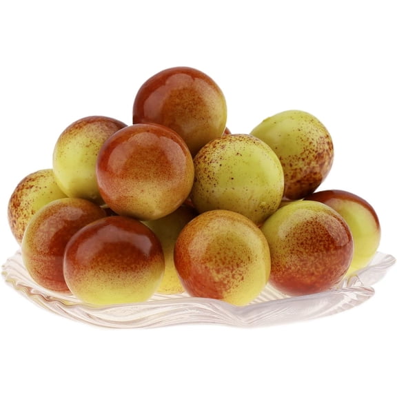 28pcs Fake Jujube Artificial Chinese Date Foam Craft Lifelike Simulation Fruit Decoration Food Model for Home Kitchen Party Ornament Photography Props