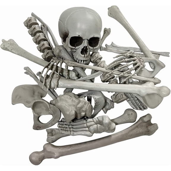 28pcs,Halloween Skeleton Bones Realistic Looking Skulls Human Skeleton For Halloween Scary Graveyard Haunted House Lawn Yard Decorations