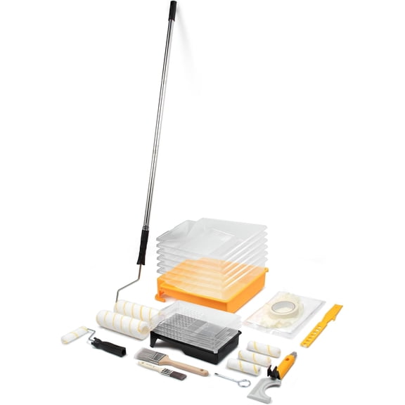 28pcs Paint Roller Kit with Extension Pole, 9 Inch & 4 Inch Paint Roller Set, House Painting Supplies for Walls & Ceilings, Complete Painting Tool Kit for Home Interior & Exterior