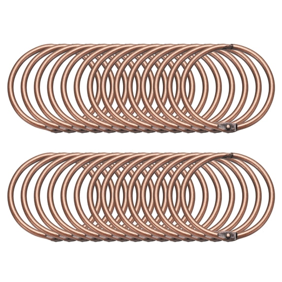 28pcs Shower Curtain Rings, 1.5 Inch ID Metal Round Snap Shower Curtain Hooks Glide Smoothly Shower Hooks, Vintage Copper