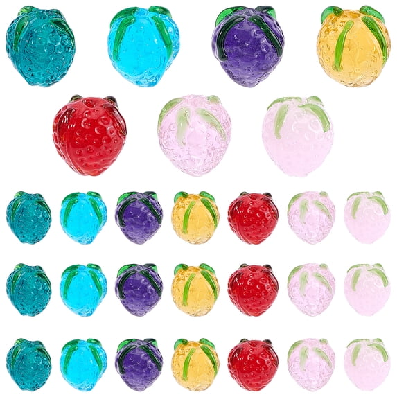 28pcs Strawberry Glass Beads 7 Colors 3D Beads Fruit Spacer Lampwork for Earrings Bracelets Necklaces Jewelry Making Supplies 16x13.5mm
