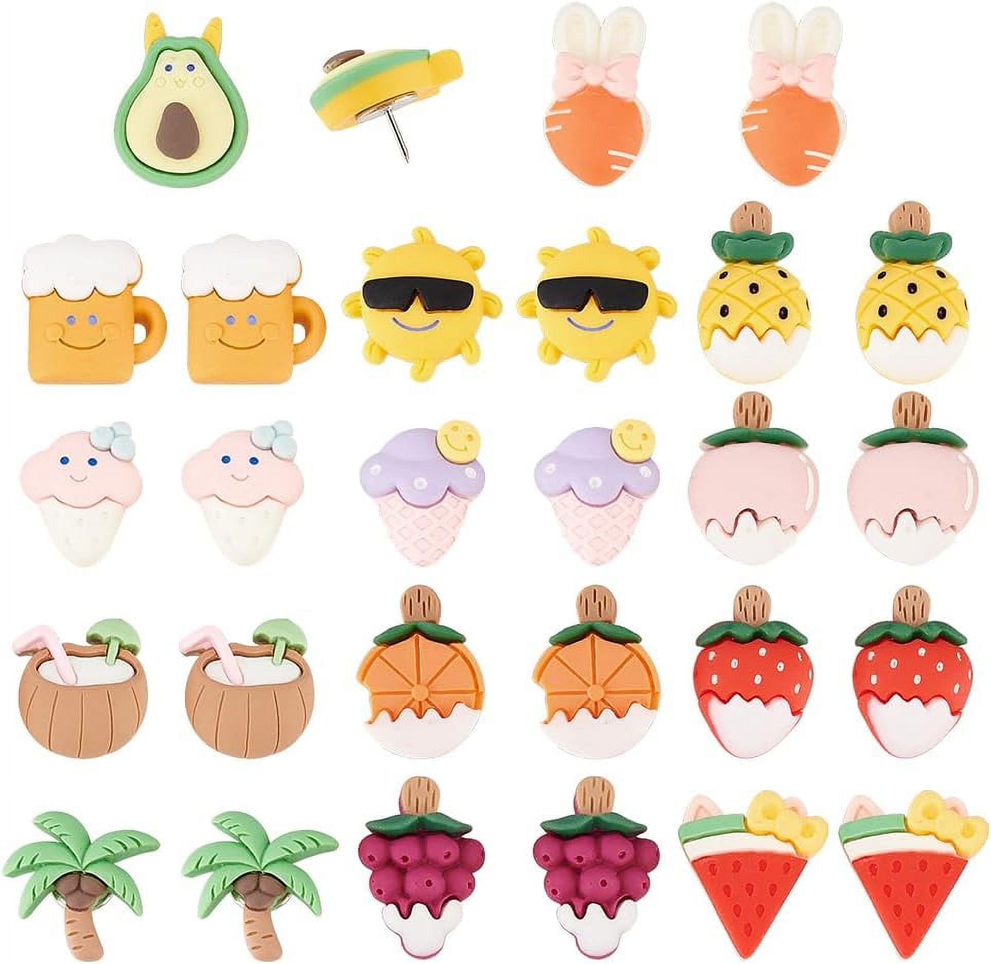 28pcs Summer Theme Thumbtacks 14 Styles Push Pins Decorative Thumb