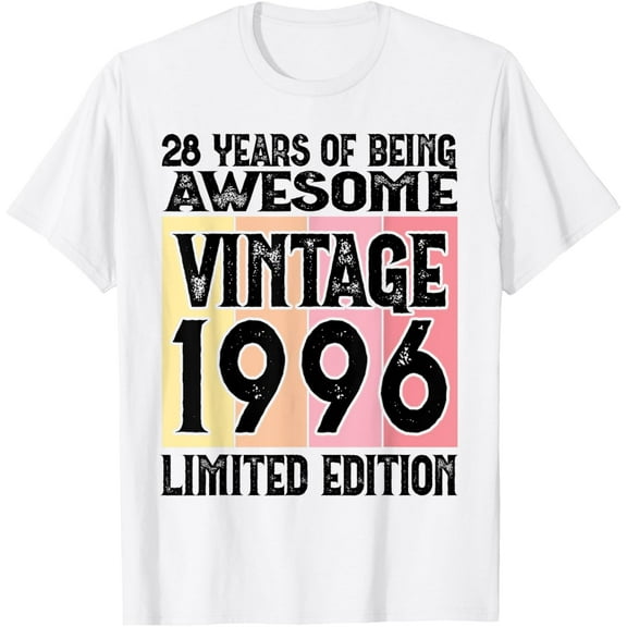 28th Birthday Limited Edition Born in 1996 T-ShirtMen and women, White T-shirt, size: Extra large