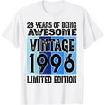 28th Birthday Limited Edition Born in 1996 TShirtMen and women, White