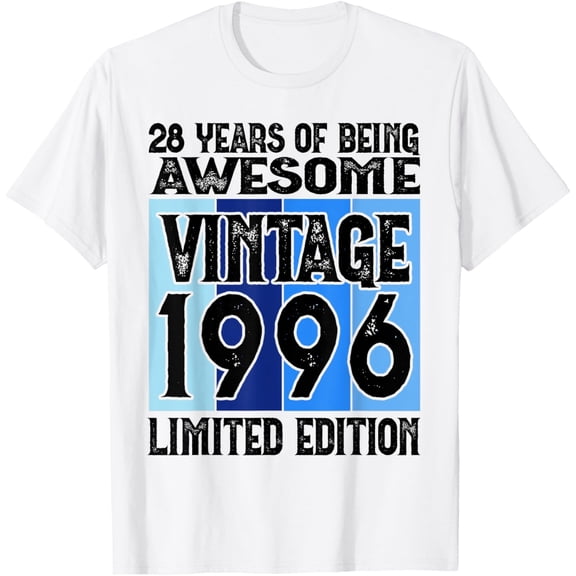 28th Birthday Limited Edition Born in 1996 T-ShirtMen and women, White T-shirt, size: Extra large