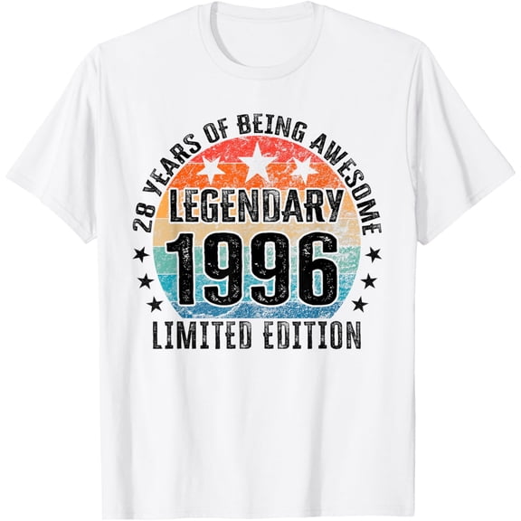28th Birthday Limited Edition Born in 1996 T-ShirtMen and women can wear white T-shirts, gifts. Age: M,，L，XL，2XL,3XL, 217XL
