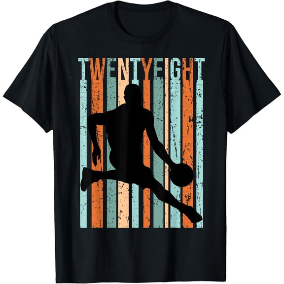 28th Birthday Mens Basketball Retro Vintage Distressed Style T-Shirt- Classic Unisex 100% Cotton Crew Neck T-Shirt Regular Fit Breathable Casual Everyday Wear