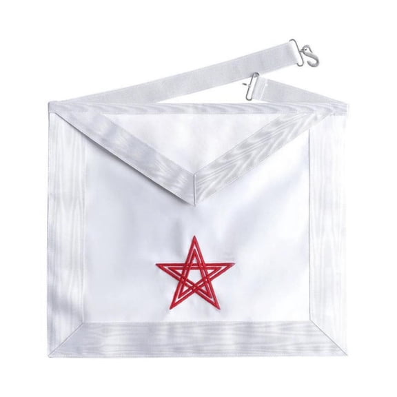 28th Degree Scottish Rite Apron - All White Knight of the Sun, Adjustable Belt, Silver Plated Snake Fitting, Glove Pocket, Synthetic, Leather, or Lambskin