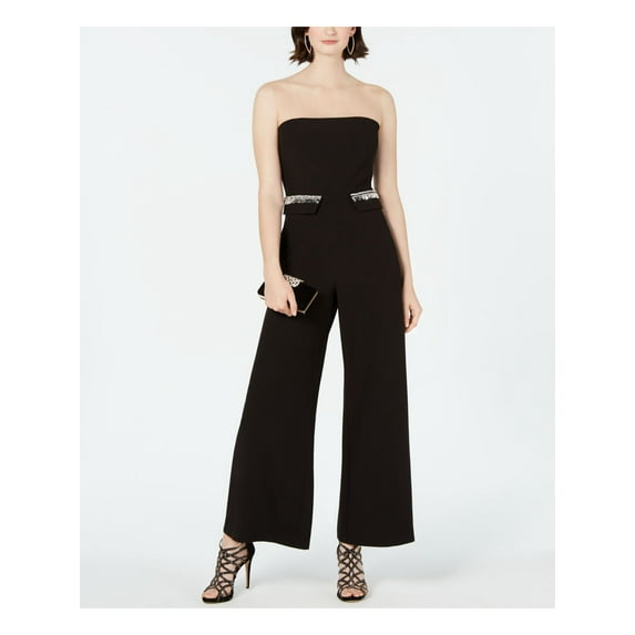 28th & Park Womens Embellished Jumpsuit, Black, 14